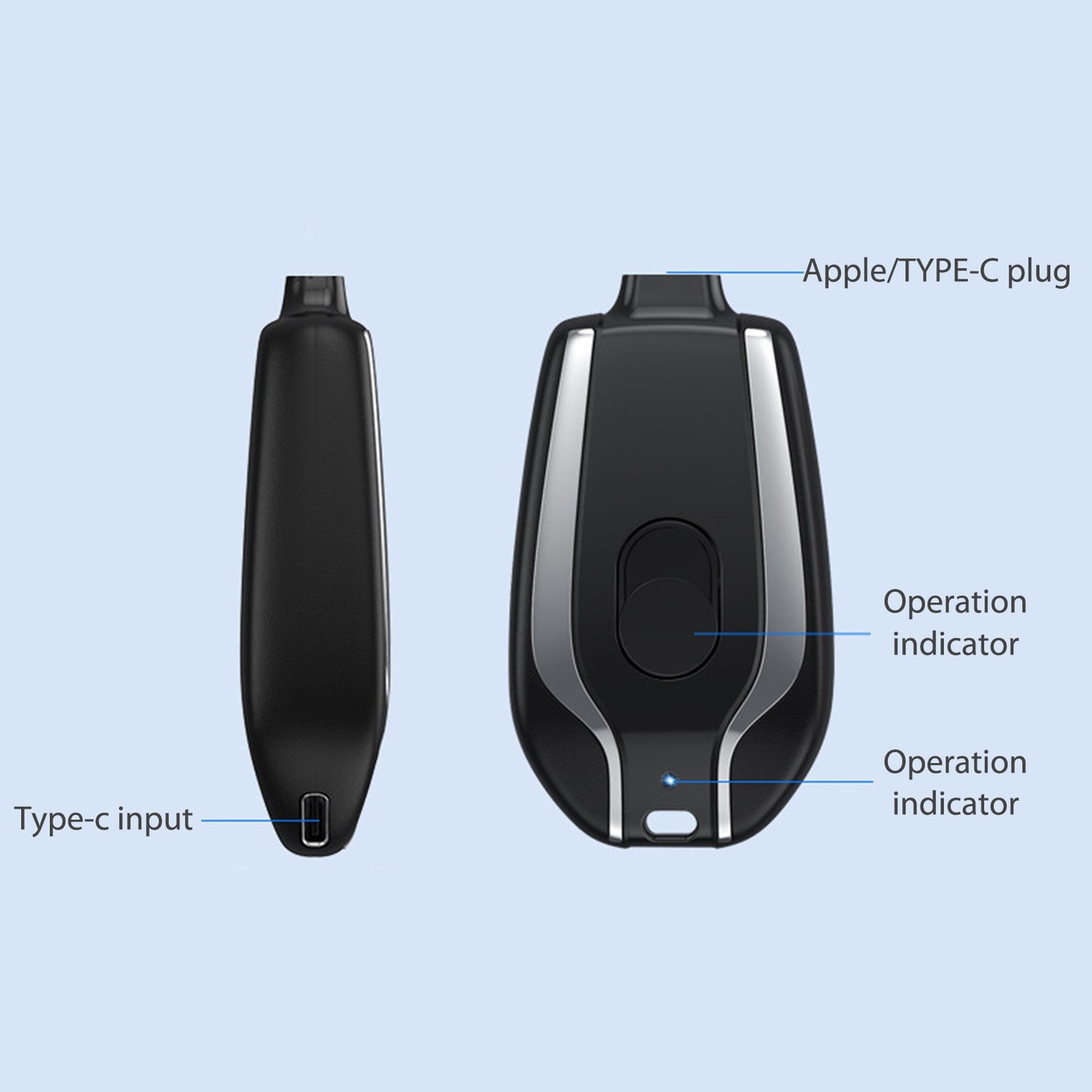 Android Keychain Phone Charger Emergency Power Banks Retractable Plug Power Fast Charging