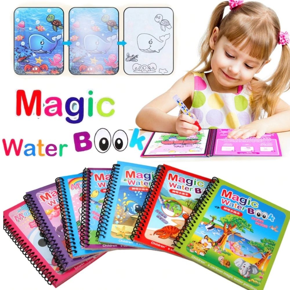 Magic Water Book Painting Drawing Coloring Board Book Magic Water Pen ( Random Book )