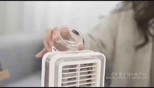 Portable Desktop Air Conditioner Usb Mini Air Cooler Fan Water Cooling Fan With 3 Speed Spray Humidifier Purifier For Car Home Rechargeable
